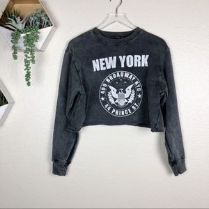 John Galt UO New York Grey Crop Sweatshirt